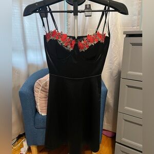 Windsor Pretty In Satin Rose Applique Skater Dress